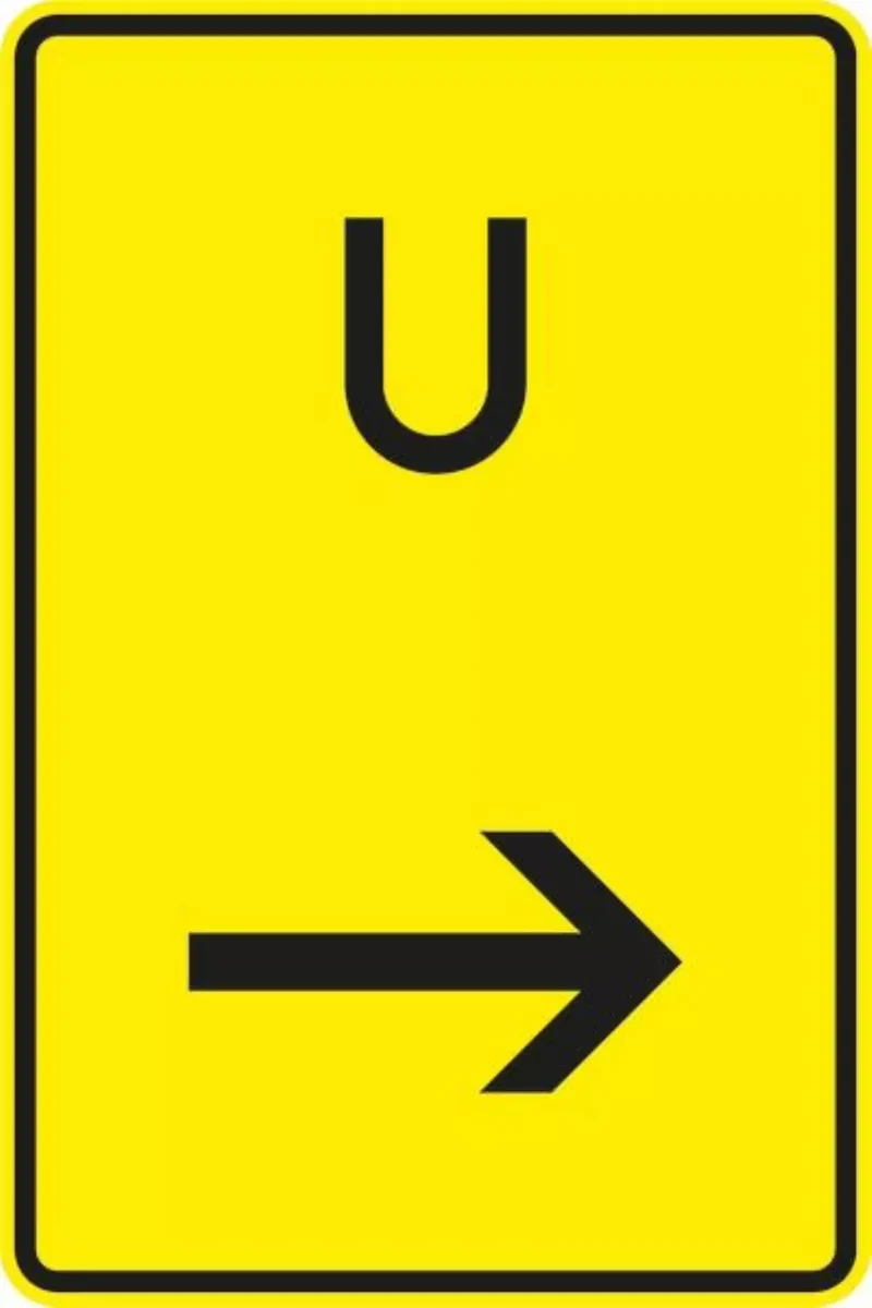 Verkehrszeichen VZ455.1-21 Ankündigung oder Fortsetzung der Umleitung, hier rechts