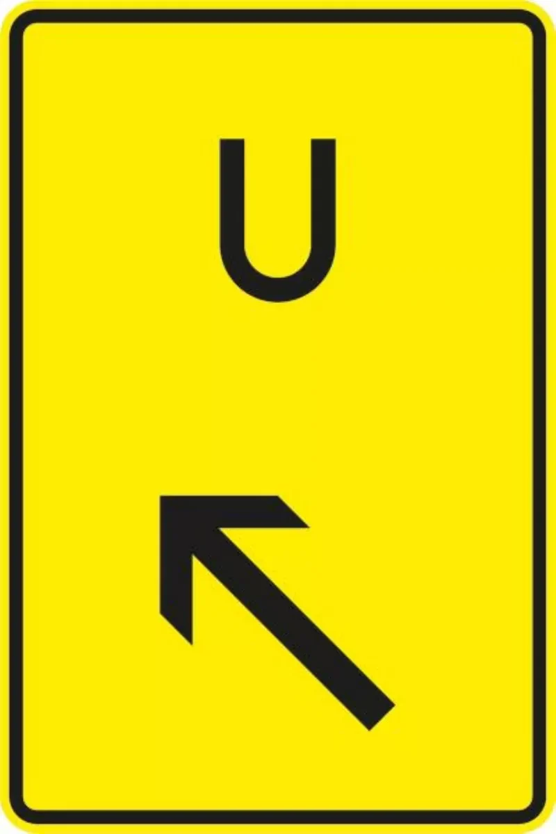 Verkehrszeichen VZ455.1-12 Ankündigung oder Fortsetzung der Umleitung, links einordnen