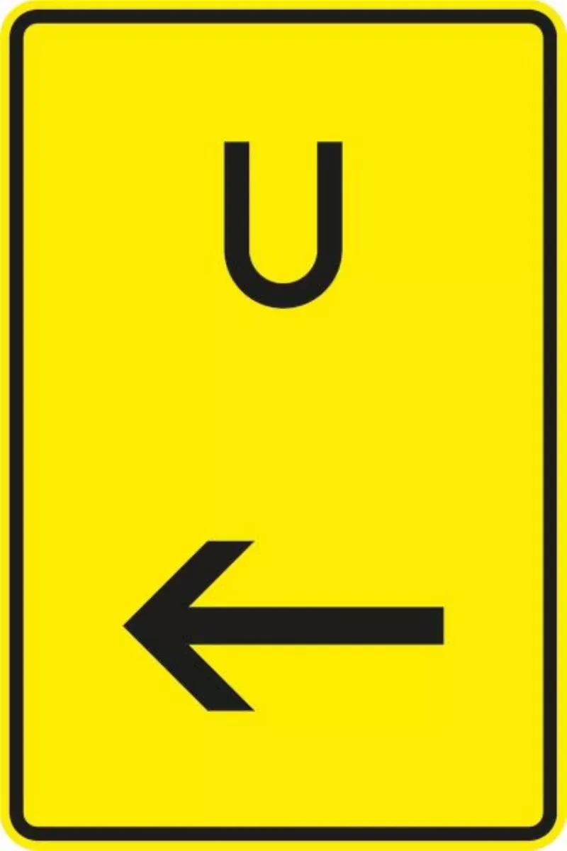 Verkehrszeichen VZ455.1-11 Ankündigung oder Fortsetzung der Umleitung, hier links