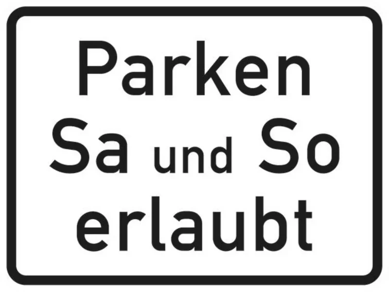 Verkehrszeichen VZ1042-37 Parken Samstag und Sonntag erlaubt