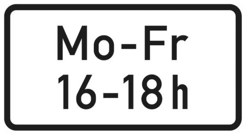 Verkehrszeichen VZ1042-33 Zeitliche Beschränkung