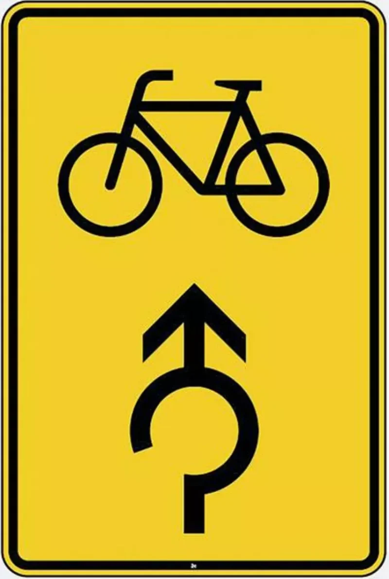 Verkehrszeichen VZ442-33 Vorwegweiser für Radverkehr im Kreisverkehr, geradeausweisend