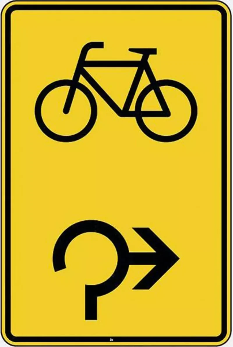 Verkehrszeichen VZ442-27 Vorwegweiser Verkehrszeichen 442-27 Vorwegweiser für Radverkehr im Kreisverkehr, rechtsweisend