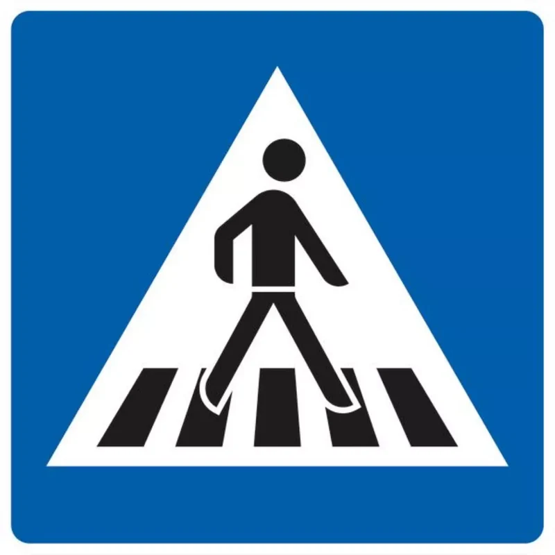 Verkehrszeichen VZ350-20 Fußgängerüberweg, Aufstellung links