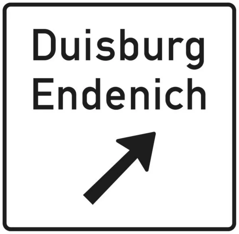 Verkehrszeichen VZ332.1-20 Ausfahrttafel auf anderen Straßen außerhalb der Autobahn, in Weiß mit Zielen nach Zeichen 432, bisher Zeichen 332-22