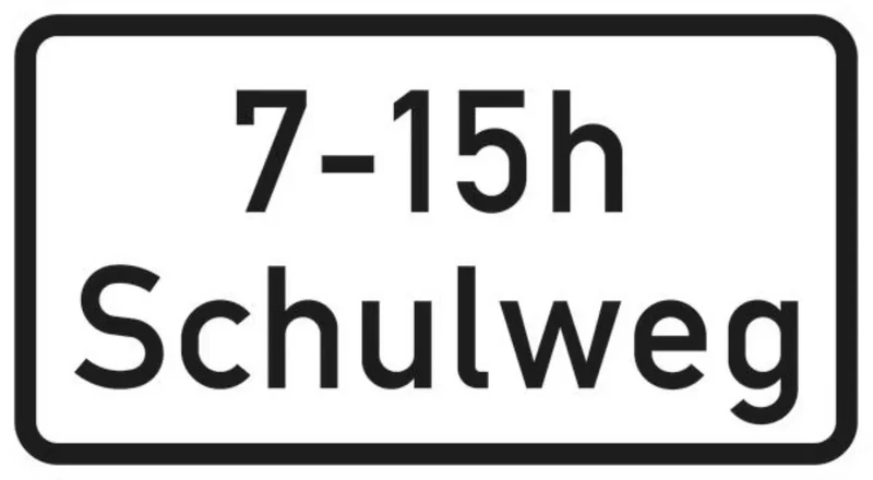 Verkehrszeichen VZ1040-36 Schulweg i.V.m. zeitlicher Begrenzung (zu Z. 101 oder 274)