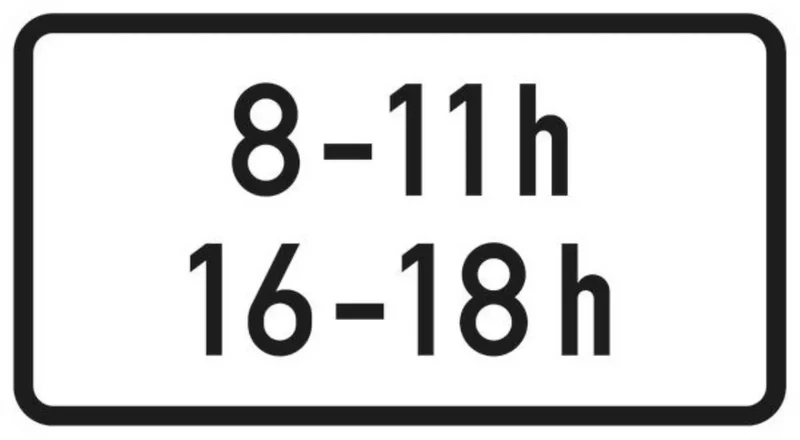 Verkehrszeichen VZ1040-31 Zeitliche Beschränkung
