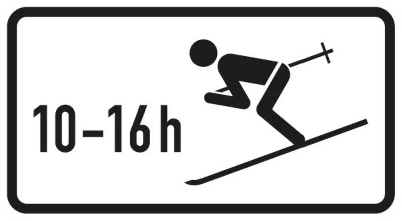 Verkehrszeichen VZ1040-10 Wintersport erlaubt, zeitlich beschränkt