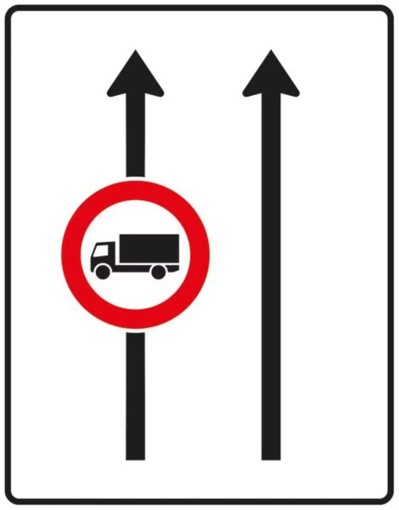 Verkehrszeichen VZ524-30 Fahrstreifentafel – ohne Gegenverkehr mit integriertem Zeichen 253 – zweistreifig in Fahrtrichtung, neues Zeichen