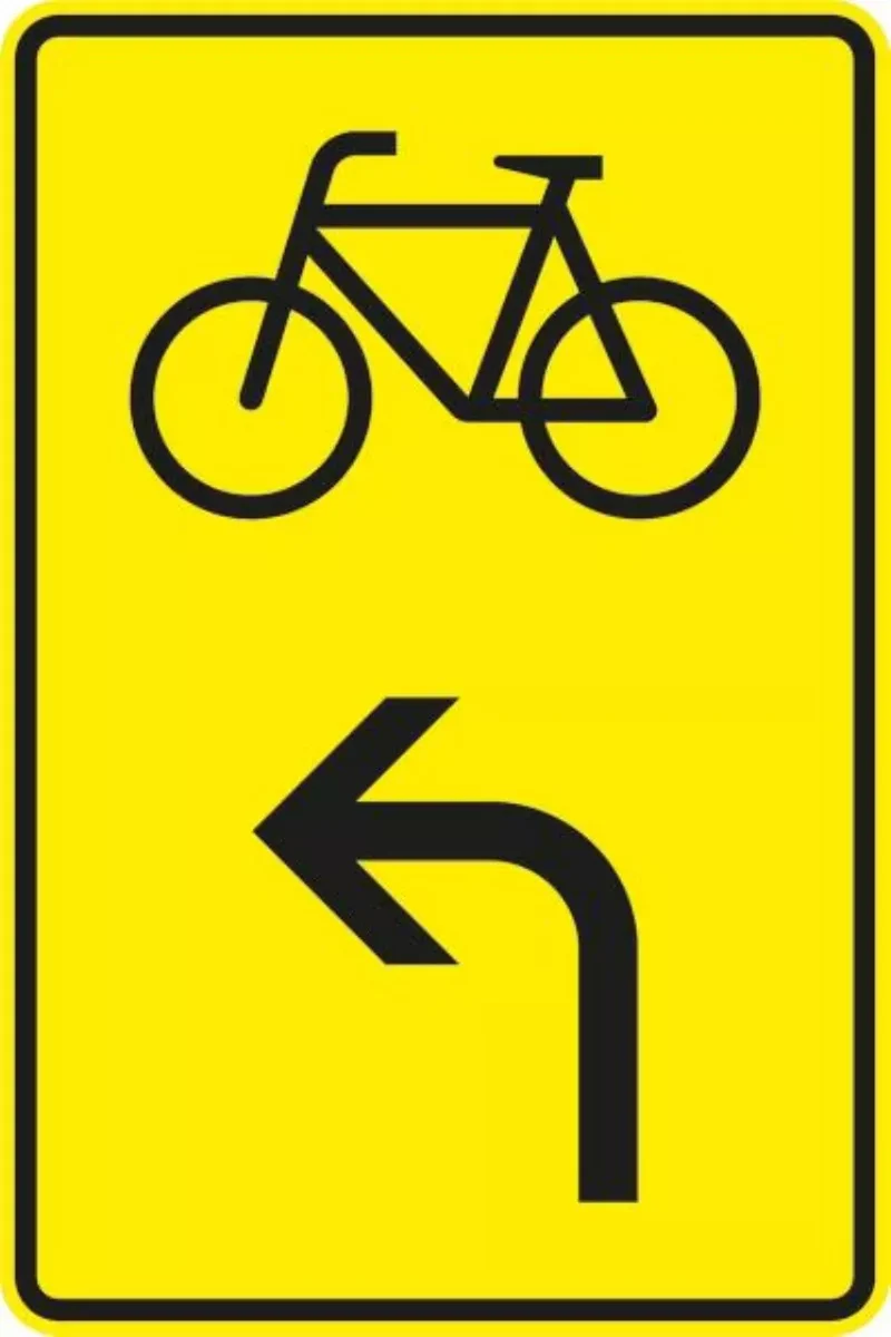 Verkehrszeichen VZ442-13 Vorwegweiser für Radverkehr, linksweisend