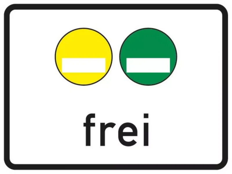 Verkehrszeichen VZ1031-51 Freistellung vom Verkehrsverbot nach § 40 Absatz 1 des Bundes-Immissionsschutzgesetzes. Gelbe und grüne Plakette frei