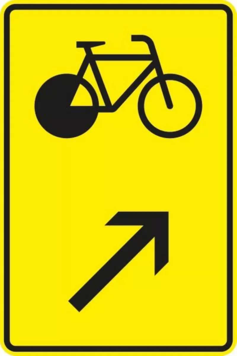 Verkehrszeichen VZ422-27 Wegweiser für Radverkehr, rechts einordnen