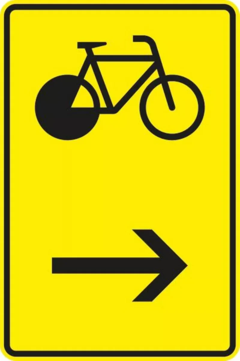 Verkehrszeichen VZ422-26 Wegweiser für Radverkehr, hier rechts