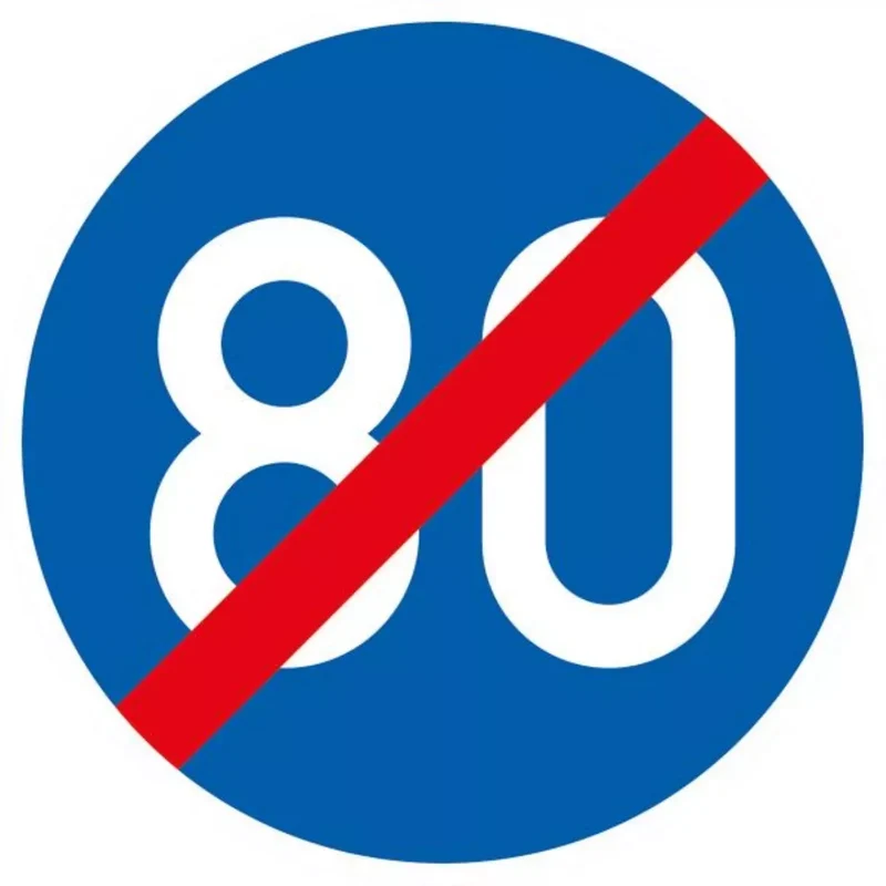 Verkehrszeichen VZ279-80 Ende der vorgeschriebenen Mindestgeschwindigkeit 80 km/h