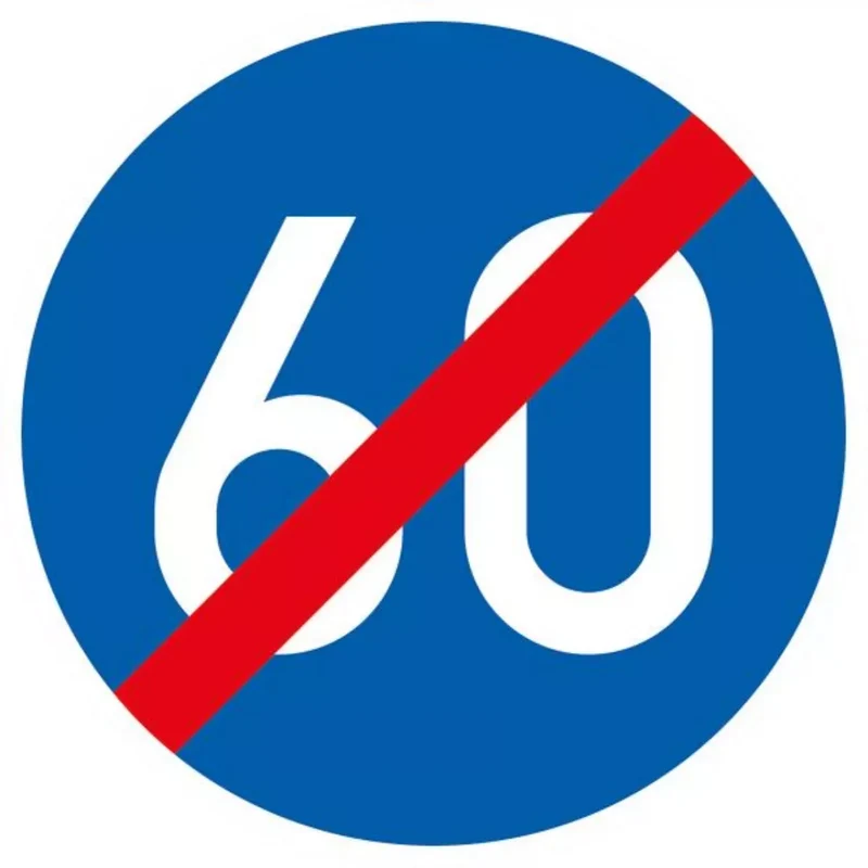 Verkehrszeichen VZ279-60 Ende der vorgeschriebenen Mindestgeschwindigkeit 60 km/h
