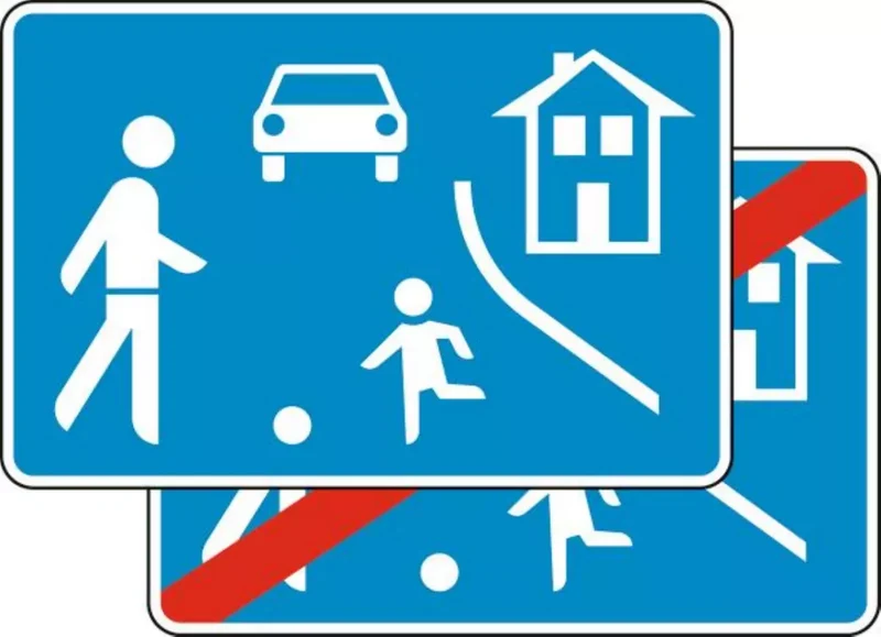 Verkehrszeichen VZ325.1-40 Beginn eines verkehrsberuhigten Bereichs, doppelseitig