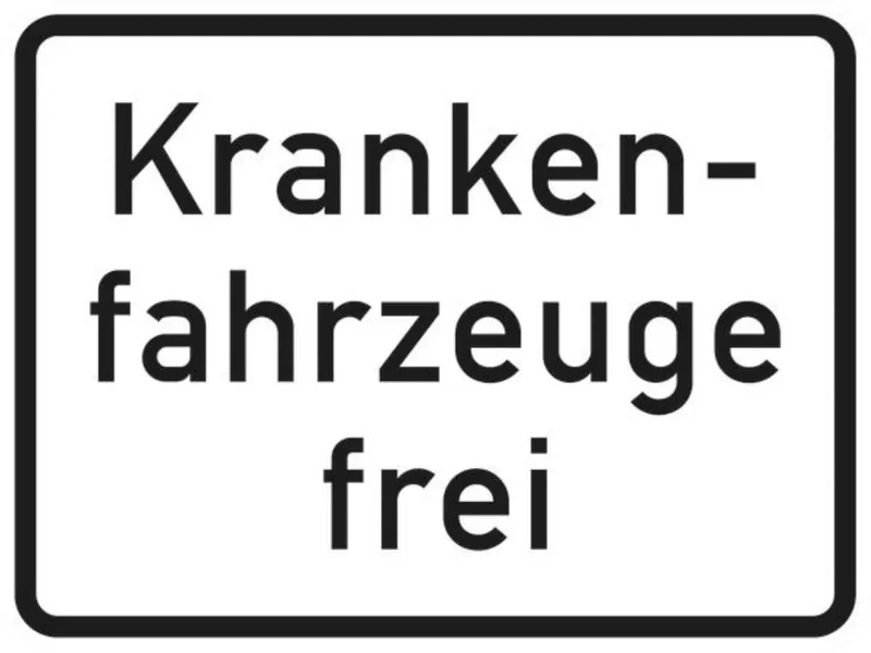 Verkehrszeichen VZ1026-34 Krankenfahrzeuge frei