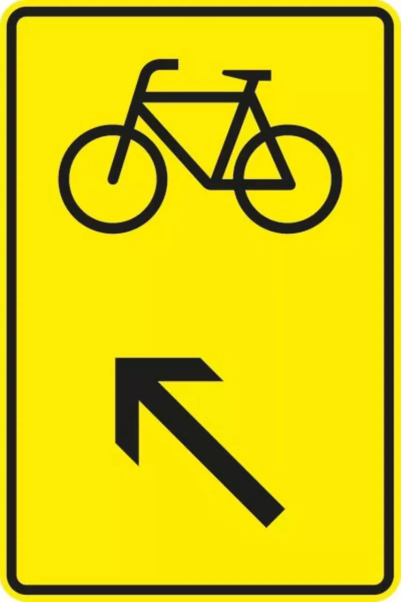 Verkehrszeichen VZ422-17 Wegweiser für Radverkehr, links einordnen