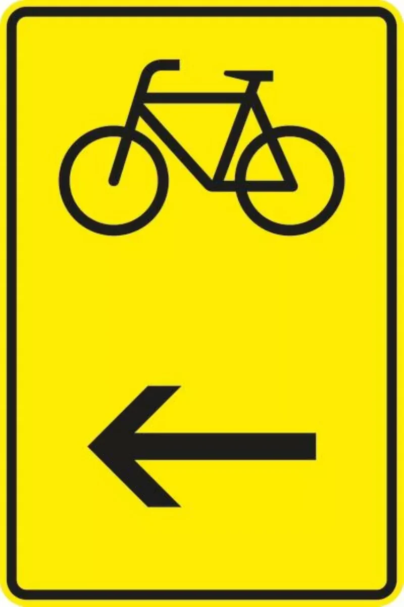 Verkehrszeichen VZ422-16 Wegweiser für Radverkehr, hier links