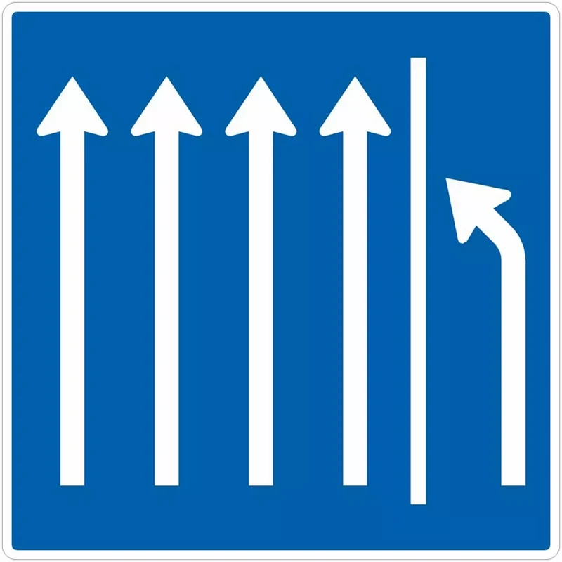 Verkehrszeichen VZ223.3-52 Seitenstreifen räumen – 4 Fahrstreifen und Seitenstreifen, neues Zeichen