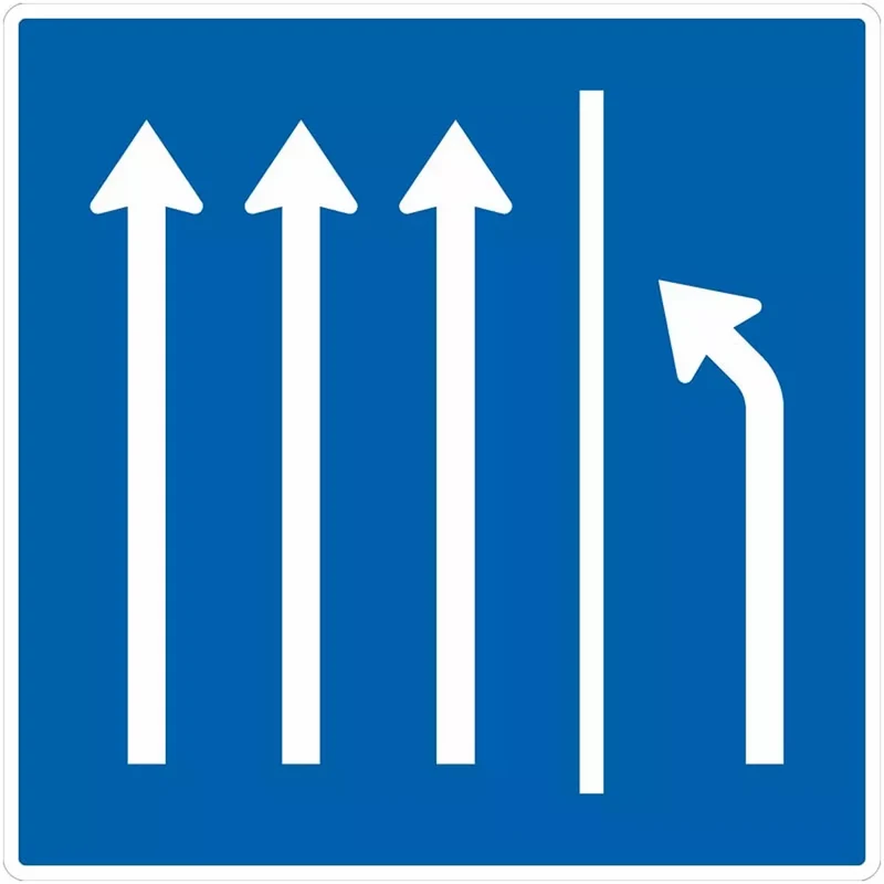 Verkehrszeichen VZ223.3-51 Seitenstreifen räumen – 3 Fahrstreifen und Seitenstreifen, bisher Zeichen 223.3-50