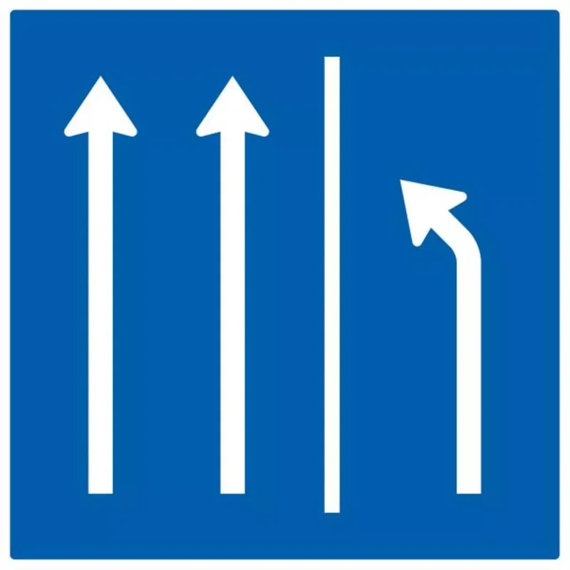 Verkehrszeichen VZ223.3-50 Seitenstreifen räumen – 2 Fahrstreifen und Seitenstreifen, bisher Zeichen 223.3