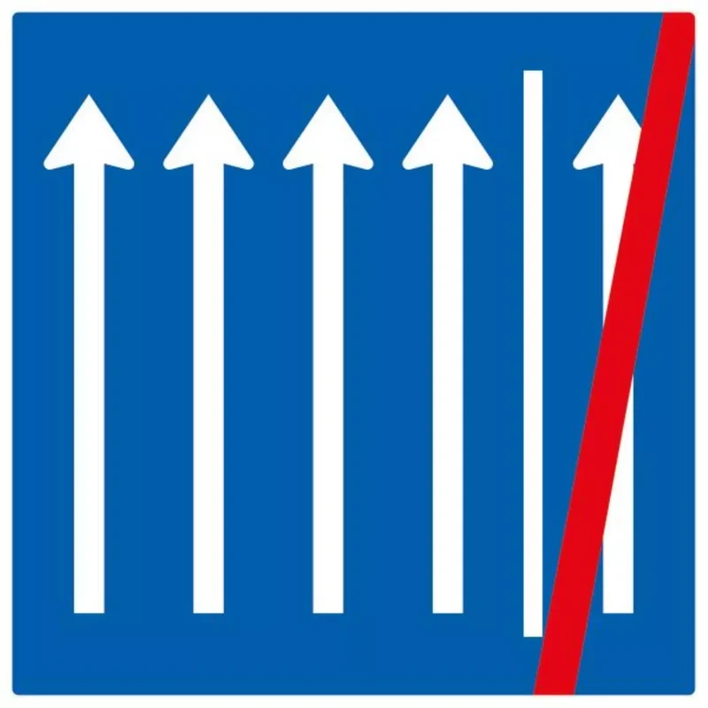 Verkehrszeichen VZ223.2-52 Seitenstreifen nicht mehr befahren – 4 Fahrstreifen und Seitenstreifen, neues Zeichen