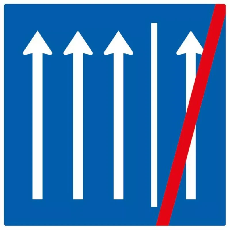 Verkehrszeichen VZ223.2-51 Seitenstreifen nicht mehr befahren – 3 Fahrstreifen und Seitenstreifen, bisher Zeichen 223.2-50