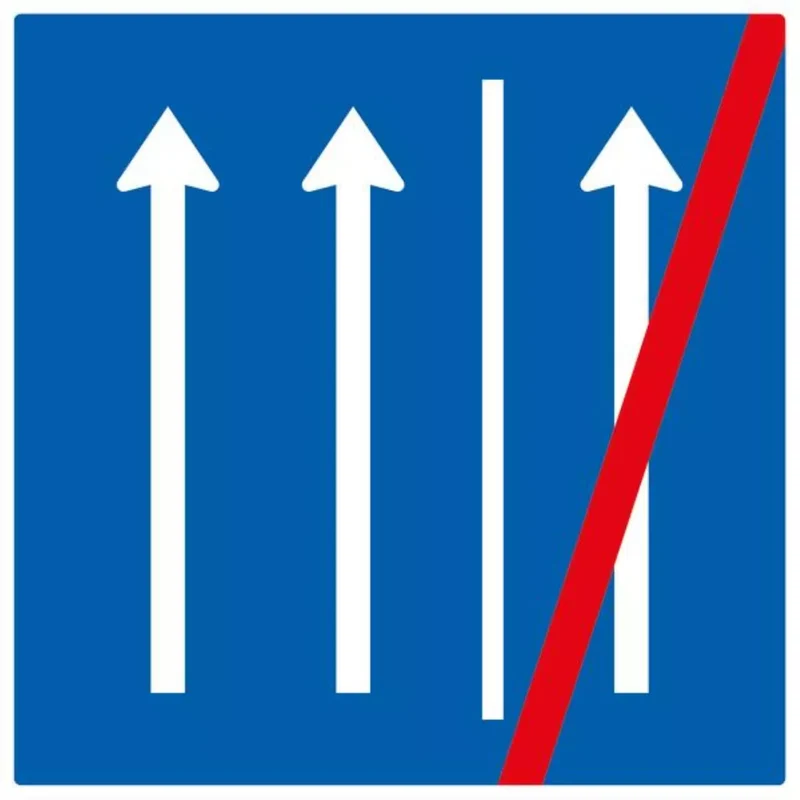 Verkehrszeichen VZ223.2-50 Seitenstreifen nicht mehr befahren – 2 Fahrstreifen und Seitenstreifen, bisher Zeichen 223.2
