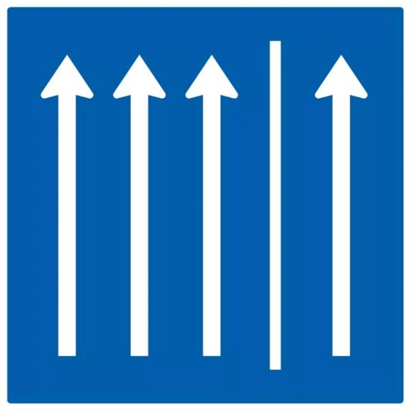 Verkehrszeichen VZ223.1-51 Seitenstreifen befahrbar – 3 Fahrstreifen und Seitenstreifen, bisher Zeichen 223.1-50