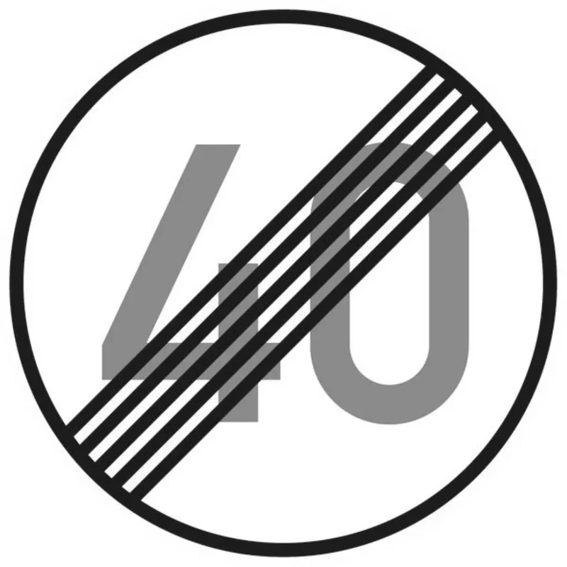 Verkehrszeichen VZ278-40 Ende der zulässigen Höchstgeschwindigkeit 40 km/h