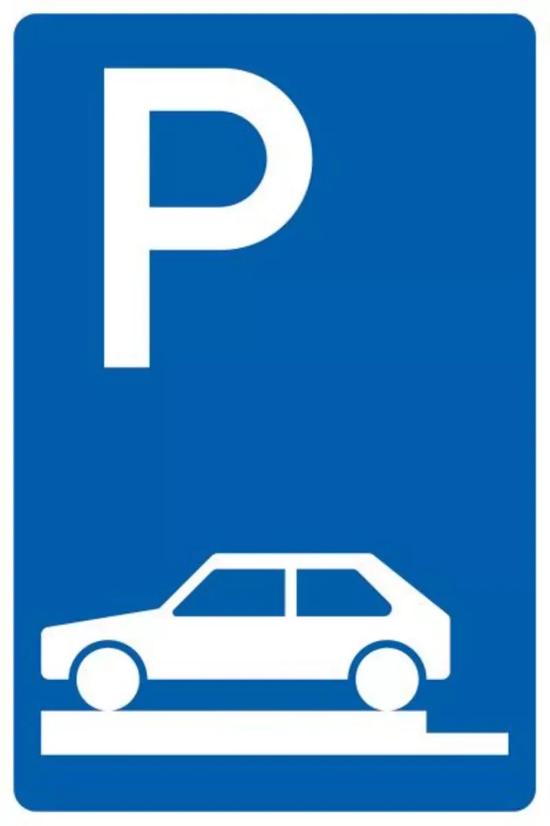 Verkehrszeichen VZ315-80 Parken auf Gehwegen ganz quer zur Fahrtrichtung links