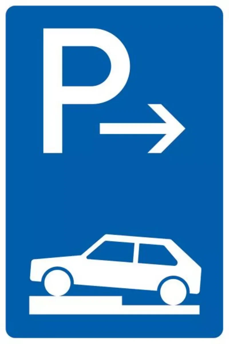 Verkehrszeichen VZ315-72 Parken auf Gehwegen halb quer zur Fahrtrichtung links, Ende