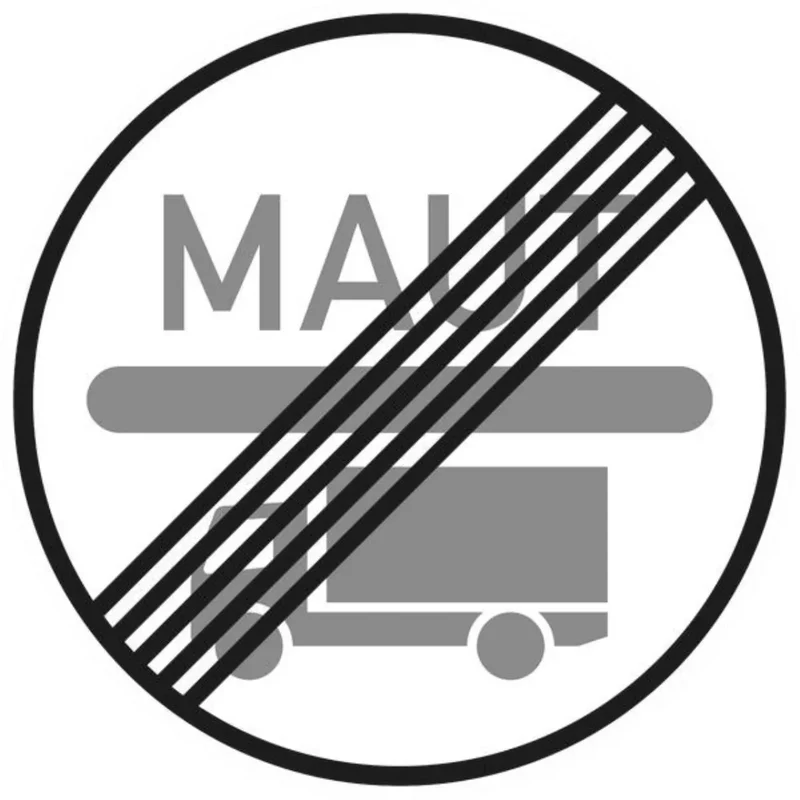 Verkehrszeichen VZ390.2 Ende der Mautpflicht nach dem Bundesfernstraßenmautgesetz