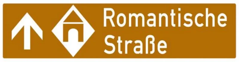 Verkehrszeichen VZ386.2-30 Touristische Route, Vor-/Wegweiser geradeaus, neues Zeichen