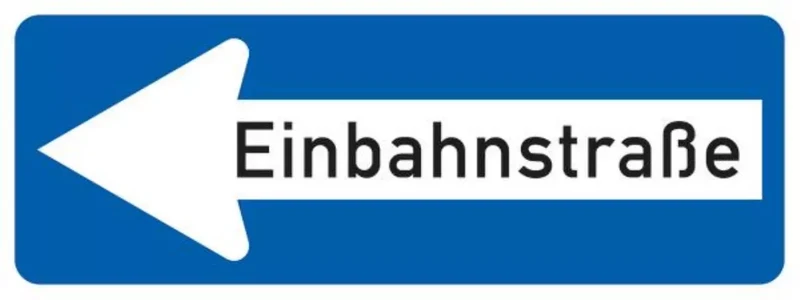 Verkehrszeichen VZ220-10 Einbahnstraße linksweisend