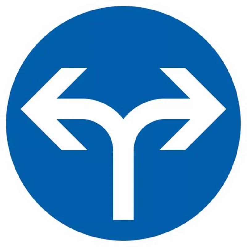 Verkehrszeichen VZ214-30 Vorgeschriebene Fahrtrichtung rechts oder links