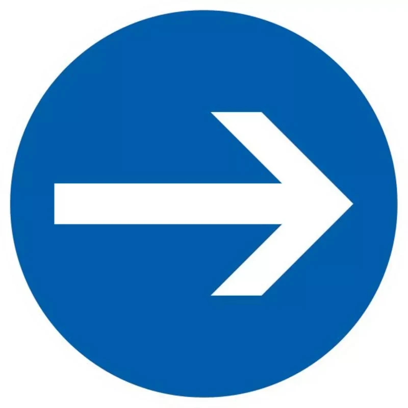 Verkehrszeichen VZ211 Vorgeschriebene Fahrtrichtung hier rechts