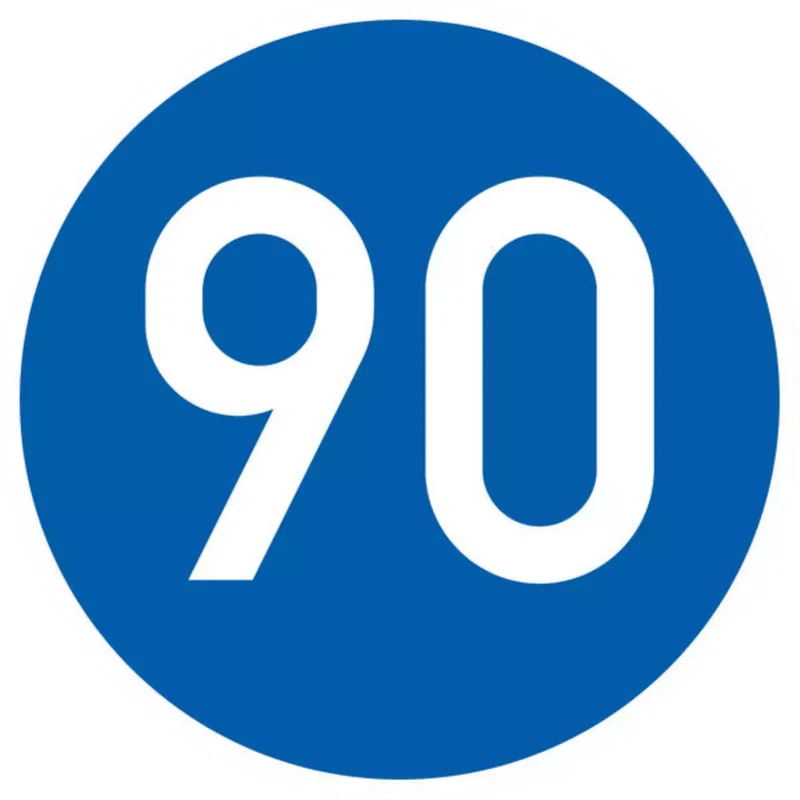 Verkehrszeichen VZ275-90 Vorgeschriebene Mindestgeschwindigkeit 90 km/h