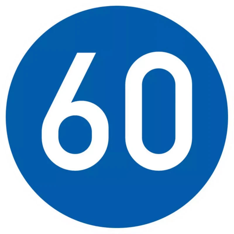 Verkehrszeichen VZ275-60 Vorgeschriebene Mindestgeschwindigkeit 60 km/h
