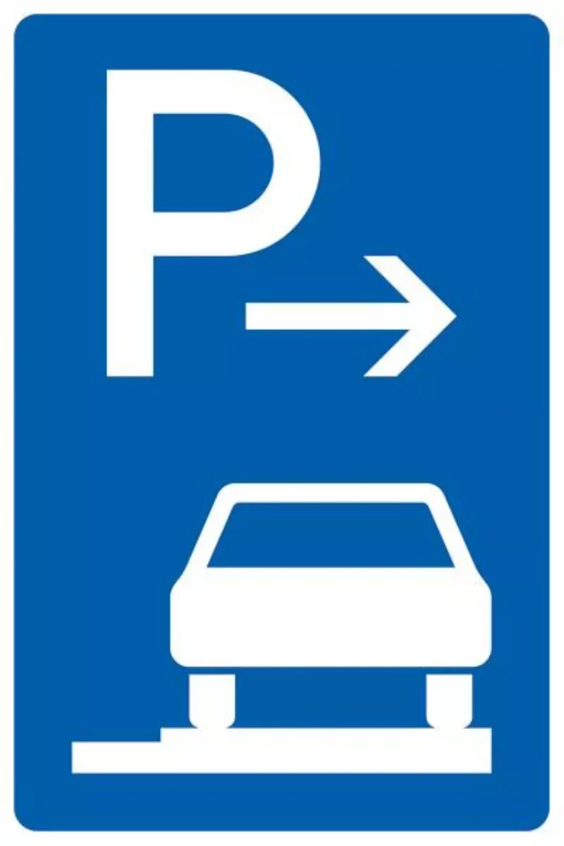 Verkehrszeichen VZ315-67 Parken auf Gehwegen ganz in Fahrtrichtung rechts, Ende