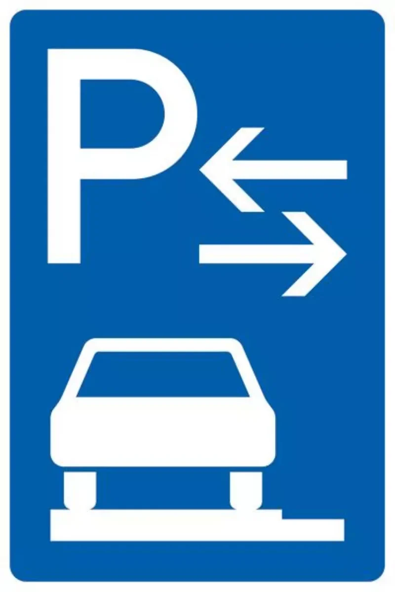 Verkehrszeichen VZ315-63 Parken auf Gehwegen ganz in Fahrtrichtung links, Mitte