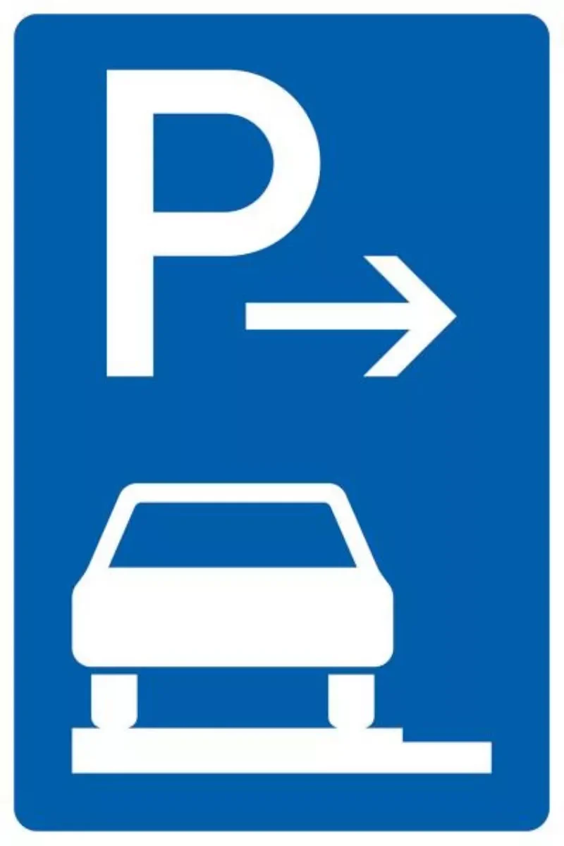 Verkehrszeichen VZ315-62 Parken auf Gehwegen ganz in Fahrtrichtung links, Ende