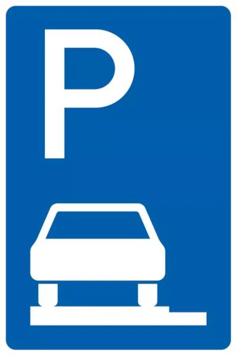 Verkehrszeichen VZ315-60 Parken auf Gehwegen ganz in Fahrtrichtung links
