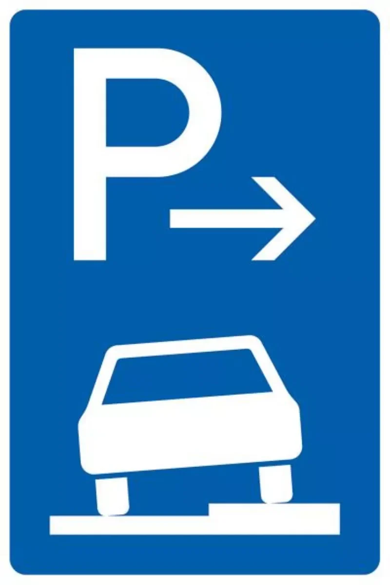 Verkehrszeichen VZ315-57 Parken auf Gehwegen halb in Fahrtrichtung rechts, Ende