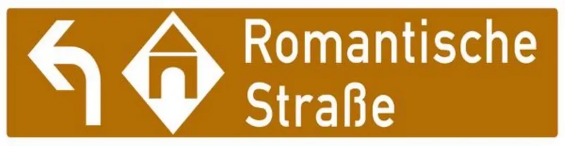 Verkehrszeichen VZ386.2-11 Touristische Route, Vorwegweiser linksweisend, neues Zeichen