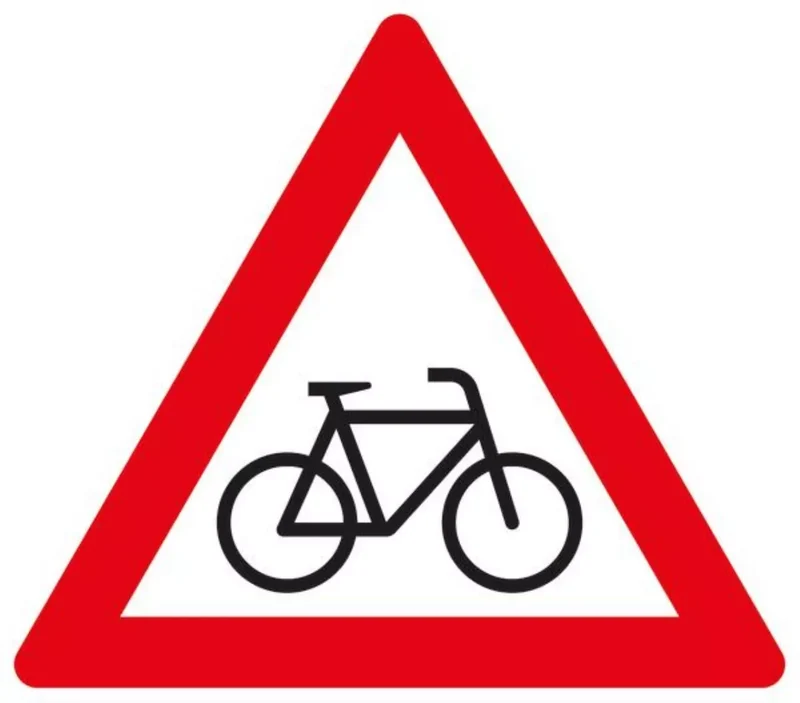Verkehrszeichen VZ138-20 Radverkehr, Aufstellung links