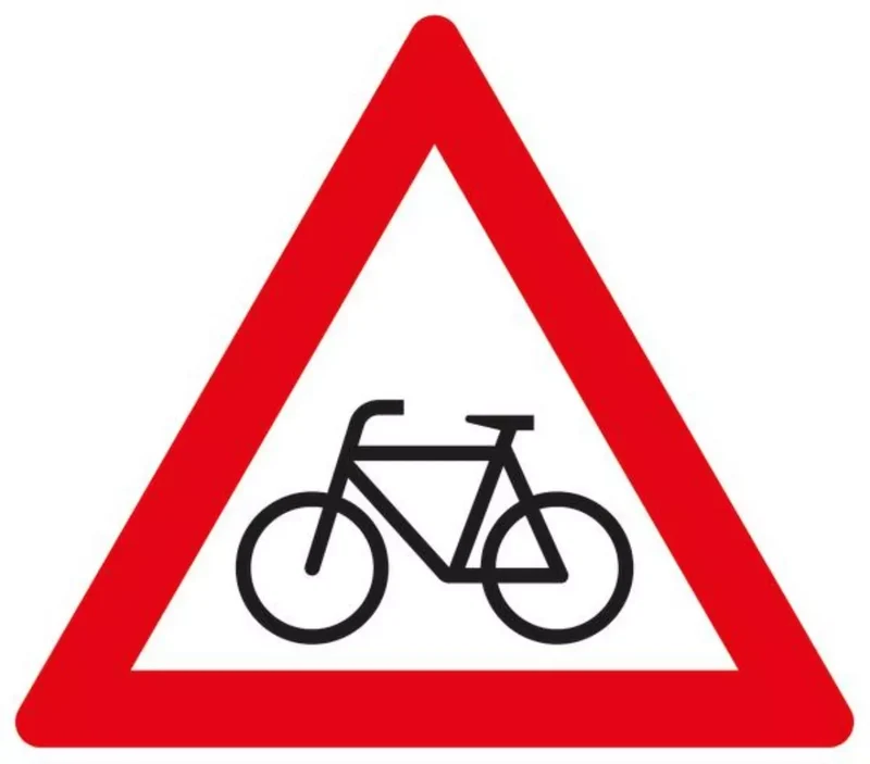 Verkehrszeichen VZ138-10 Radverkehr, Aufstellung rechts