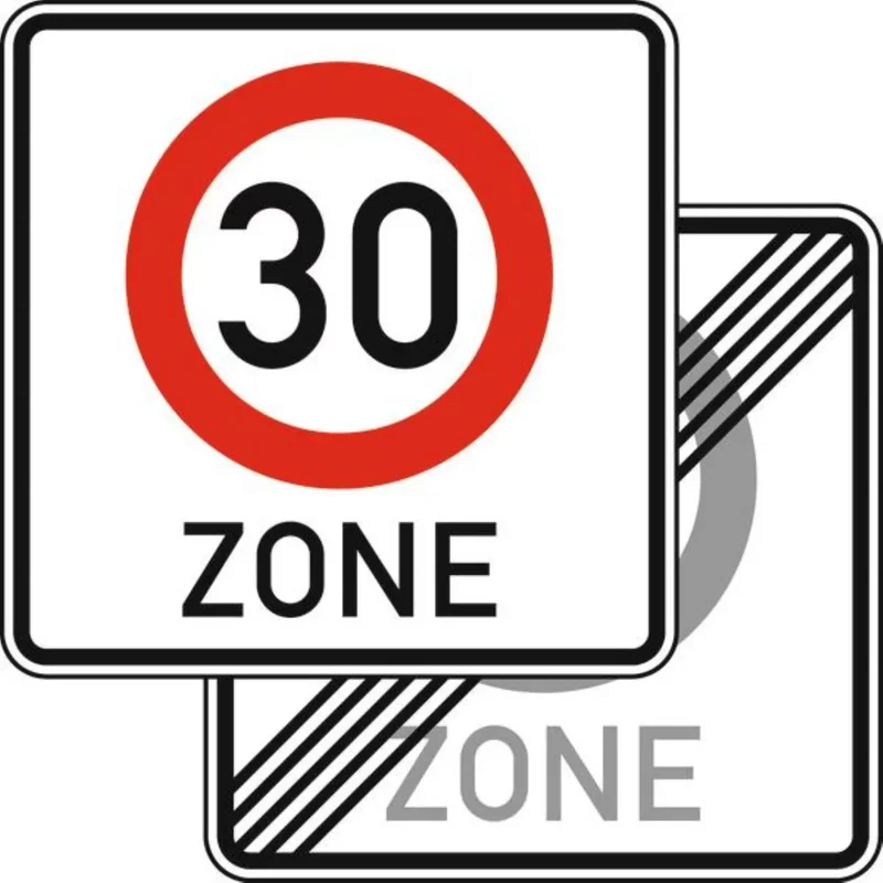 Verkehrszeichen VZ274.1-40 Beginn/Ende einer Tempo 30-Zone doppelseitig
