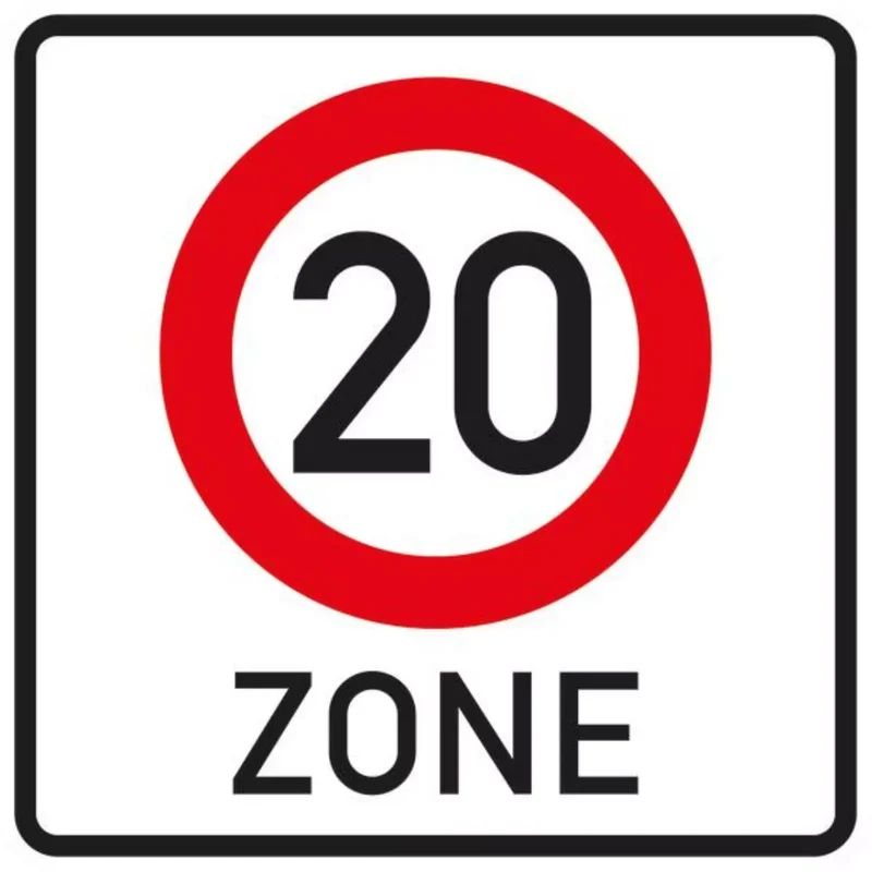 Verkehrszeichen VZ274.1-20 Beginn einer Tempo 20-Zone in verkehrsberuhigten Geschäftsbereichen